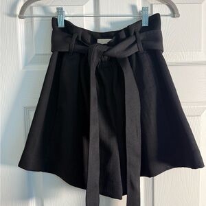 Black Paperbag Tie-Waist Shorts